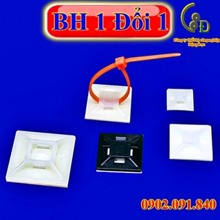 Đế dán dây rút giúp cố định dây điện 50cái, miếng dán cố định lạt nhựa (dây thít) HS-100, HS-101, HS-102