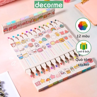 Bút highlight pastel 2 đầu DecorMe, bút đánh dấu bút nhớ Light Color trang trí sổ bullet journal ( Lẻ 1 bút)