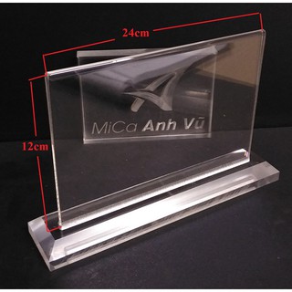 Kệ chức danh biển tên mica để bàn 24x12cm mặt 2mm