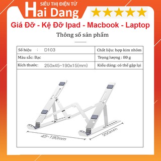 Giá đỡ, Kệ Đỡ Đế Tản Nhiệt, Dùng Cho Ipad - MacBook - Laptop Phụ Kiện Cao Cấp Hợp Kim Nhôm Thông Minh