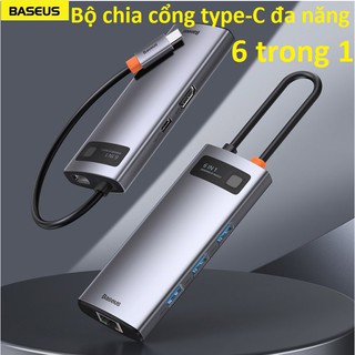 [Hub type-C 6 trong1] Bộ chia cổng Type-C Baseus Metal Gleam Series CAHUB-CW0G