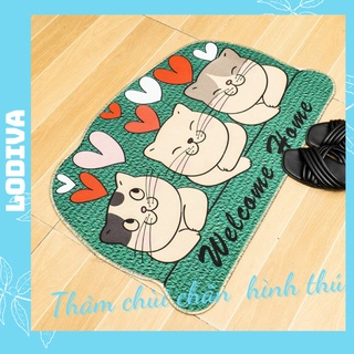 Thảm Chùi Chân hình thú chống trượt thấm nước hình thú cao cấp 3d LODIVA TCCT01