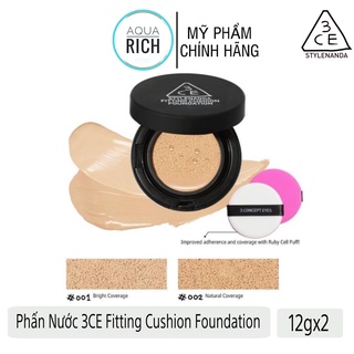 Phấn Nước 3ce Fitting Cushion Foudation Dang Hộp Đen Kèm Lõi