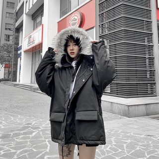 Áo khoác phao mũ lông ấm áp