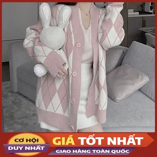 Áo Khoác Cardigan Len Họa Tiết Kim Cương 2 Màu M0759-Violet