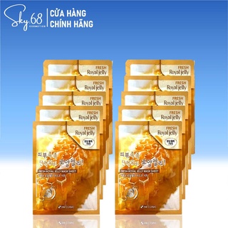Combo 10 mặt nạ chiết xuất sữa ong chúa 3W Clinic Fresh Royal Jelly Mask Sheet 23ml x 10