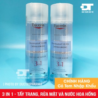 [CHÍNH HÃNG] Nước Tẩy Trang 3 in 1 Eucerin DermatoCLEAN [HYALURON] 200ml