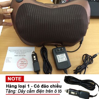 Gối massage hồng ngoại 8bi quả cầu cao cấp (kèm bộ chuyển nguồn ô tô)