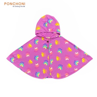 [Ảnh thật] - Chính hãng - Áo choàng cotton chống nắng 100% cotton Ponchoni ( Tím cầu vồng )