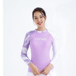 Áo bơi cao cấp 𝐕𝐈𝐕𝐈𝐀𝐍 dạng tay dài lệch màu cách điệu - Tím - VS155_PP