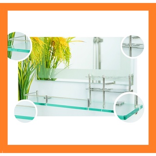 Kệ kính để ly, kem đánh đánh răng- bàn chải bằng inox gắn tường, kính dày, bền chắc, gía rẻ, KK - 01
