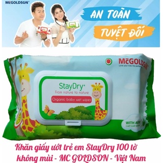 KHĂN ƯỚT ORGANIC STAYDRY KHÔNG HƯƠNG AN TOÀN CHO BÉ
