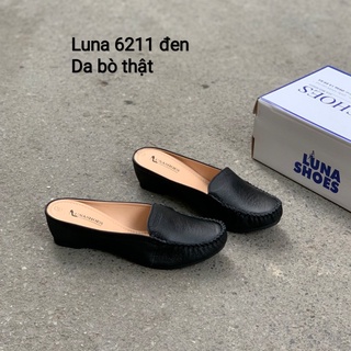 Dép sục nữ da bò mềm êm chân 4p LUNASHOES 6211 bảo hành 2 năm giày trung niên cho mẹ ảnh thật
