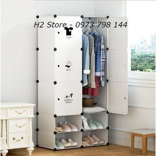 [MẪU MỚI] TỦ NHỰA ĐA NĂNG LẮP GHÉP THÔNG MINH 6 Ô + 4 Ô GIÀY VÁCH TRẮNG CỬA QUẦN ÁO sâu 47cm
