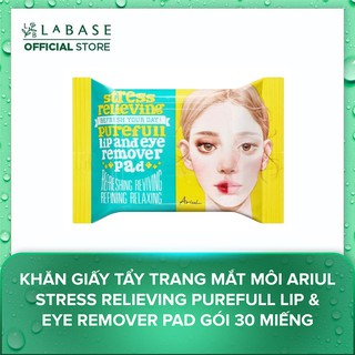 Khăn giấy Tẩy trang Mắt Môi Ariul Stress Relieving Purefull Lip &amp; Eye Remover Pad Gói 30 miếng