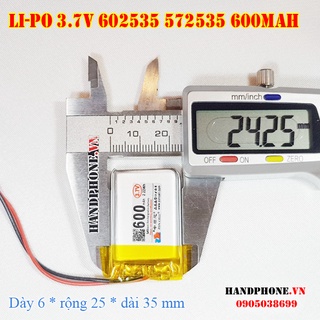 Pin Li-Po ZonCell 3.7V 600mAh 602535 572535 cho Điện Thoại, Smartwatch, Loa Bluetooth, Camera hành trình, Chuột quang