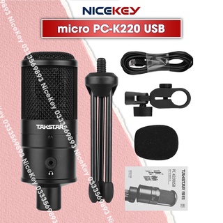 Mic thu âm Takstar PC-K220USB, Micro dùng cho máy tính, thu lồng tiếng bài giảng, không cần sound card  [BẢO HÀNH 1 NĂM]