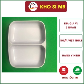 Đĩa đựng gia vị 2 ngăn, khay đựng nước chấm đựng đồ ăn dặm cho bé nhựa việt nhật cao cấp - KHO SỈ MB