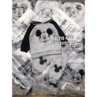 Bộ Nỉ Bé Trai Hoodie Mickey Muối Tiêu DN