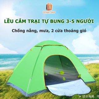 Lều cắm trại tự bung LOẠI DÀY, liều cắm trại dã ngoại 4-5 người có 2 cửa cực thoáng, chống nắng, chống mưa, chịu lực tốt