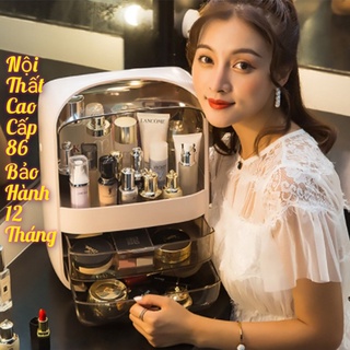 Hộp đựng mỹ phẩm có nắp, bàn trang điểm, tủ đựng mỹ phẩm mini có quai sách dung tích 45L noithatcaocap86