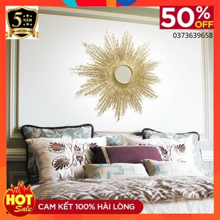 Gương Treo Tường Trang Trí Nhà Cửa Thân Kim Loại Mạ Vàng Mã 2069-Gương Soi Phong Thủy -Decor Tường -kt 100cm