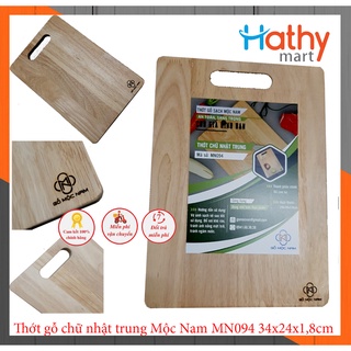 Thớt gỗ cao su chữ nhật trung Mộc Nam MN094 34*24*1.8cm