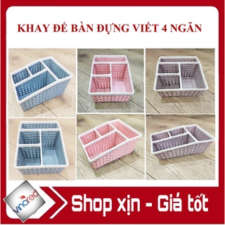 Khay đựng bút để bàn văn phòng 4 ngăn đôi TO - Mã 5688 (MÀU NGẪU NHIÊN)
