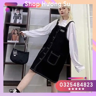 Váy Yếm Liền Thân Dáng Suông Hàn Quốc logo chỉ nổi-HươngSu-(PVN1247)