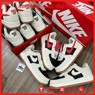 [FreeShip-Hàng Xịn ] giày Af1 trắng đen vạch đỏ thấp cổ, Giầy Air Force Trắng mõm đen Full phụ kiện cao cấp