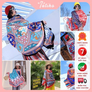 [Hàng Xịn, Giá Tốt] Khăn Choàng Quàng Cổ Boho Du Lịch Biển Thổ Cẩm Vintage - Chất Liệu Cotton - Size:90x180cm - Mã KC001