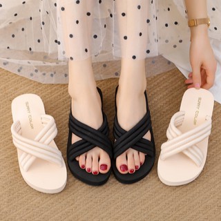 (SẴN HÀNG) Dép Nữ Quai Chéo Chống Trượt Đế Xuồng Cao Sandal