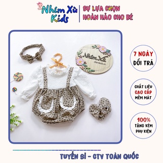 Body Tim Đen Trên Nền Be Phối Trắng Cho Bé Gái 3 Đến 12kg [A031]
