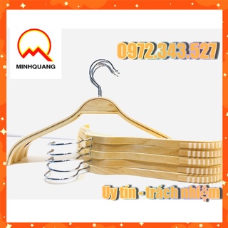 MÓC GỖ TRE VAI ĐỆM màu vàng cổ tròn - móc quần, áo, váy chuyên dùng cho shop thời trang 2 kích thước người lớn, trẻ em