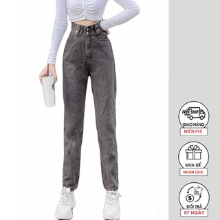 Quần baggy jean nữ lưng cao,màu xám, JL125 JL JohnsonLi