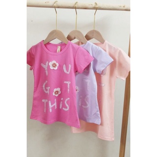 (Mới về)Áo thun cotton ngắn tay  You got this cho bé gái 17-33kg