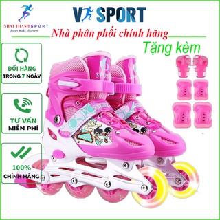giầy batin, giày trượt patin trẻ em bánh đơn phát sáng, giày patin - Tặng bảo hộ tay chân