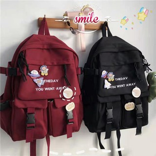 Balo Ulzzang 2 khoá nhựa đen song song thời trang đi học, đi chơi