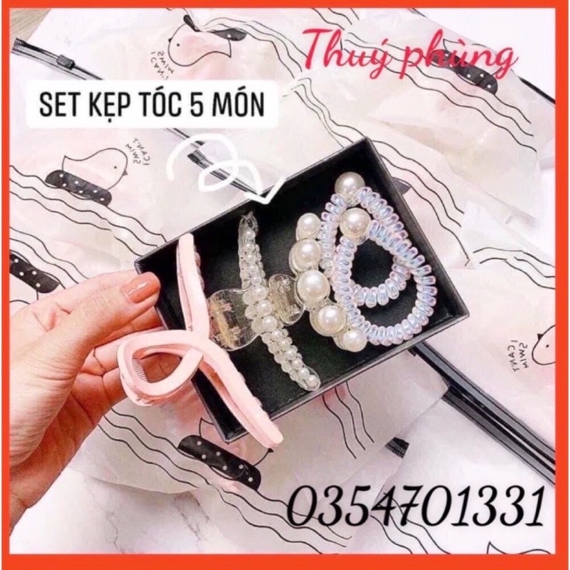 Sét 5 món cặp tóc , buộc tóc , kẹp tóc