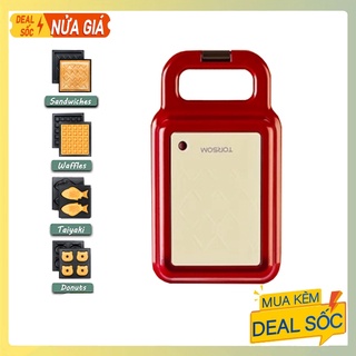 [Tặng 4 khuôn siêu cute] Máy nướng bánh mì Sandwich bánh kẹp đa năng TORSOM - Máy nướng bánh, rán trứng, làm bánh mì kẹp