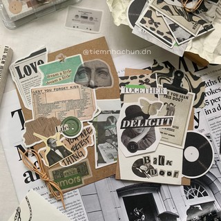 SET 15 STICKER &amp; GIẤY KRAFT RETRO STYLE DECOR SỔ TAY (ảnh thật) - Tiệm nhà Chun