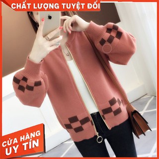 Áo Khoác Len Nữ Có Khóa Dày Mùa Đông Kiểu Dáng Hàn Quốc