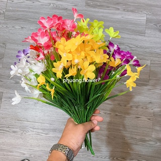 Cụm Hoa Thủy Tiên giả hoa bằng lụa cao 40cm 7 nhánh nhỏ dễ thương decor trang trí cực đẹp