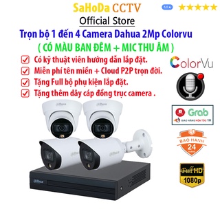 Bộ camera Dahua Colorvu có Mic thu âm, Trọn bộ camera Dahua 4 mắt có màu ban đêm tích hợp mic thu âm chính hãng