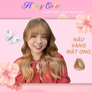 Thuốc nhuộm tóc Nâu vàng mật ong [dưỡng tóc]  [không tẩy tóc] tự nhuộm tóc tại nhà + tặng kèm Oxy trợ nhuộm và gang tay