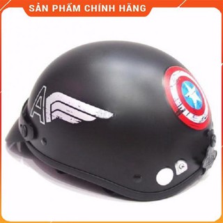 Mũ bảo hiểm nữa đầu Captain American (đen)
