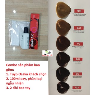 Màu nhuộm tóc osaka có kèm theo oxy trợ nhuộm và bao tay - bảng màu số 1 - chuyên sỉ phụ liệu tóc