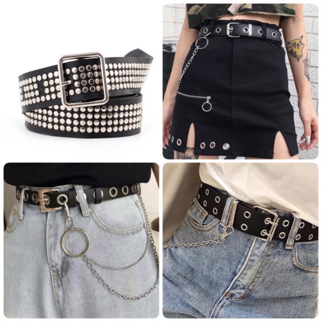 Thắt lưng da kèm chain