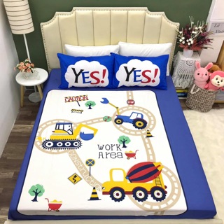 Bộ Ga Gối 3 Món Cotton 100% - Xe Ô Tô