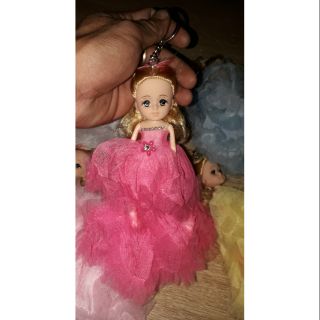Búp bê khớp cao 18cm áo đầm 2 tầng kèm móc khóa rất đẹp